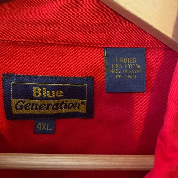 Blue Generation Womens Long Sleeve Embroidered Button Top Size 4XL Red Christmas - Picture 5 of 12